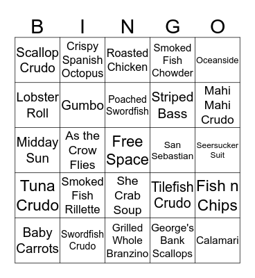 Optimist Dinner BINGO!!! Bingo Card