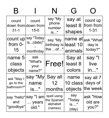 I can.....in Spanish. Bingo Card