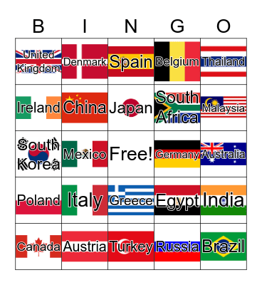 World Flag Bingo Card