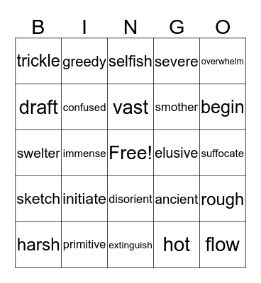 Vocabulary Bingo Card