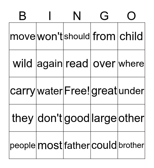 First Grade Bingo Card