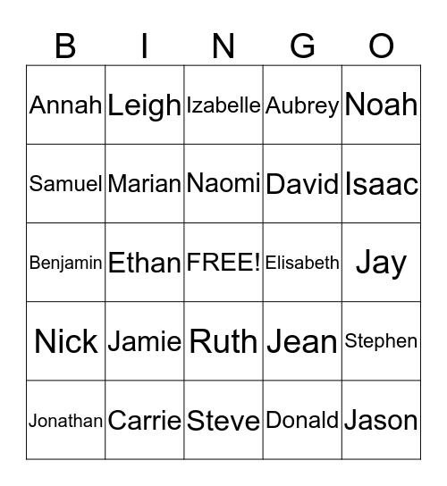 November/December 2013 Bingo Card