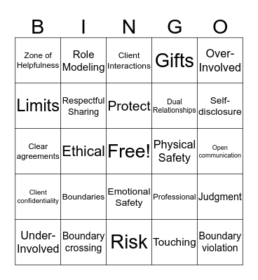 Boundaries Bingo Card
