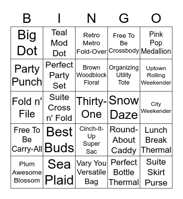 Thirty-One Bingo Card