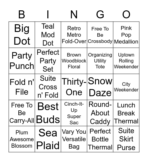 Thirty-One Bingo Card