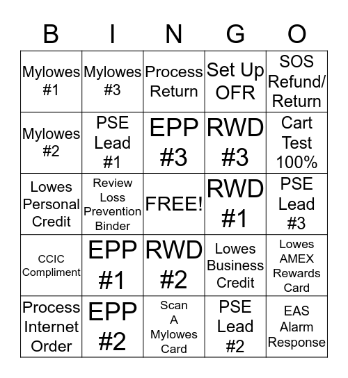 Front End Bingo Card
