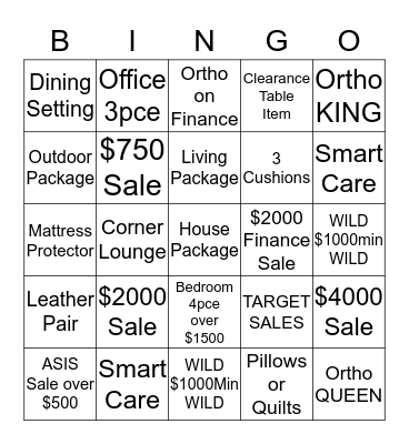 NAME:                                            Bingo Card