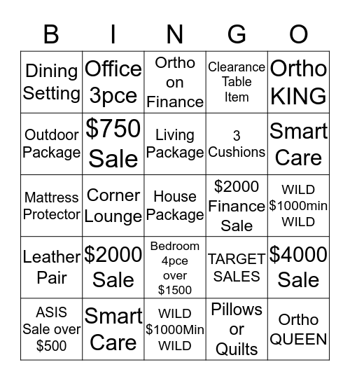 NAME:                                            Bingo Card