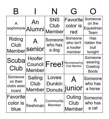 HOOFER BARN DANCE BINGO Card