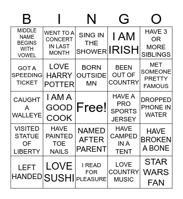 SILENT IMPACT BINGO HS Bingo Card