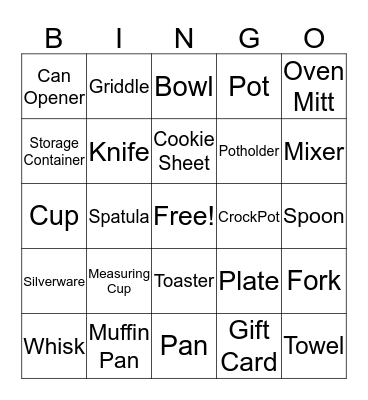 Becki's Bridal Bingo Card