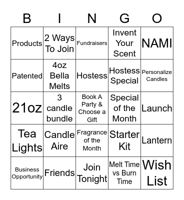 BELLAROMA BINGO  Bingo Card