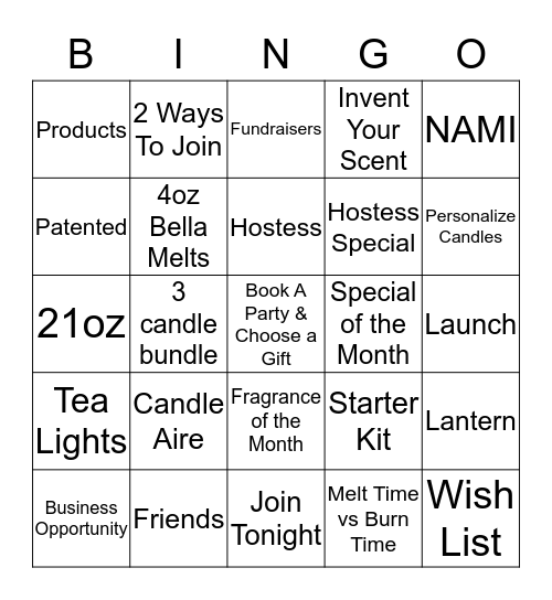 BELLAROMA BINGO  Bingo Card