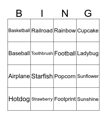 Compound Word Bingo Card