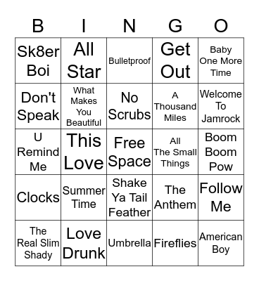 Throwbacks Bingo Card