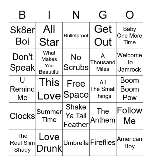 Throwbacks Bingo Card