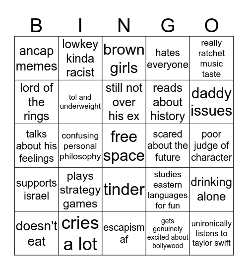 Sam Bingo Card