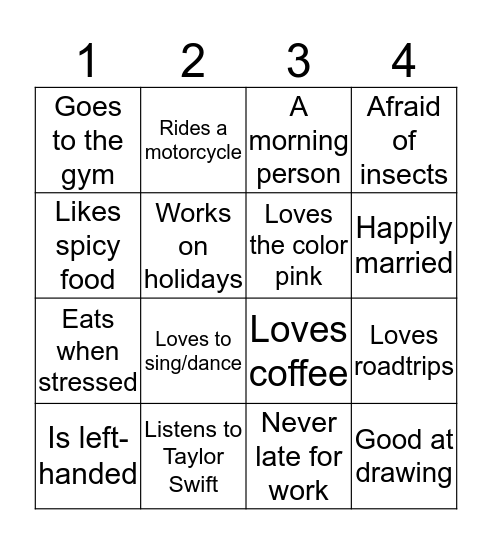 HUMAN BINGO Card