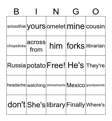 Book 3 Review: Units 1-4 Bingo Card