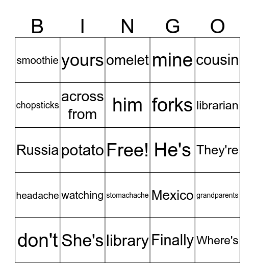 Book 3 Review: Units 1-4 Bingo Card