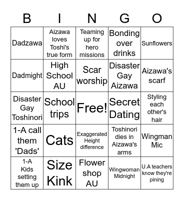 Erasermight Fic  Bingo Card
