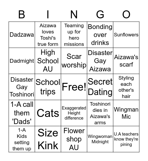 Erasermight Fic  Bingo Card