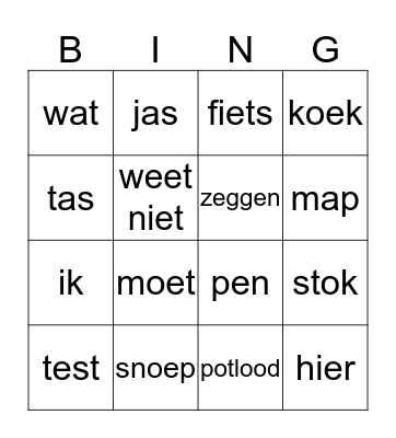 Signaalwoorden Blok 3 en Blok 5 Bingo Card