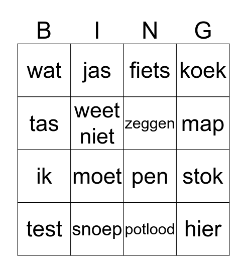 Signaalwoorden Blok 3 en Blok 5 Bingo Card