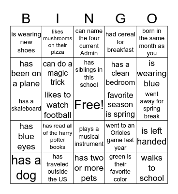 Find someone who... Bingo Card