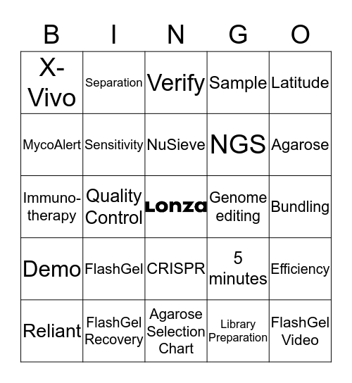 Lonza BioMarke Bingo Card