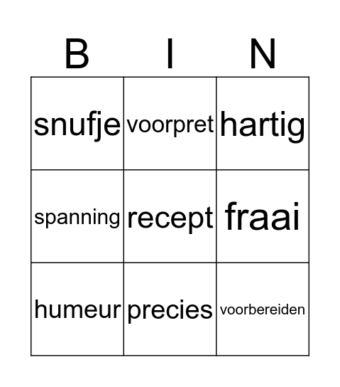 lekker Bingo Card