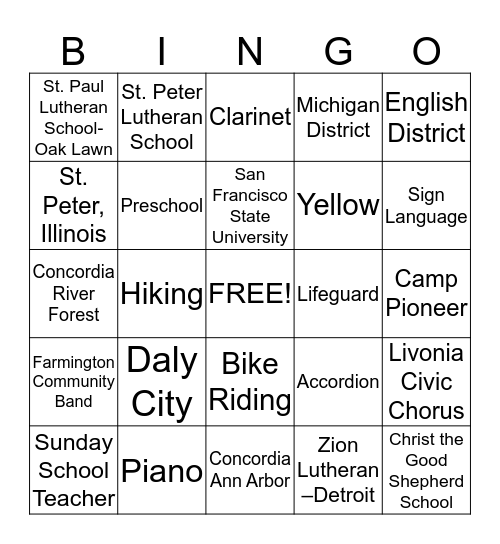 Janet's Bingo Card