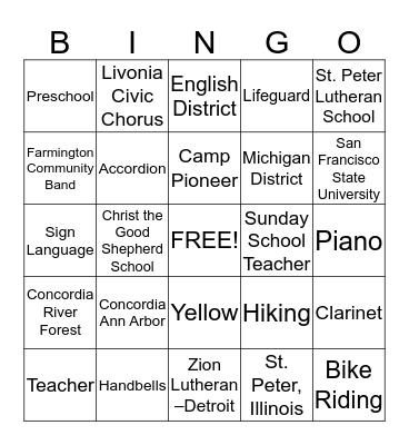 Janet's Bingo Card