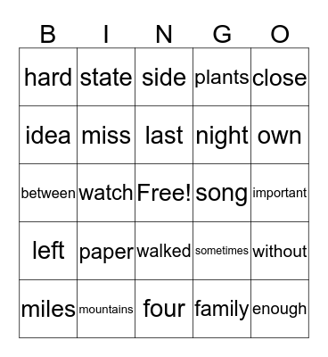 Fry's third 100 Bingo Card