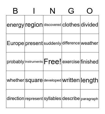 Fry 600 Bingo Card