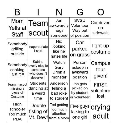 First Robotics Bingo Card