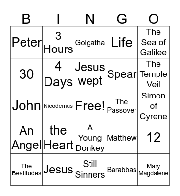 Bible Bingo Card