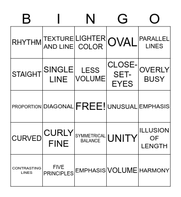 PRINCIPLES OF HAIR DESIGN Bingo Card