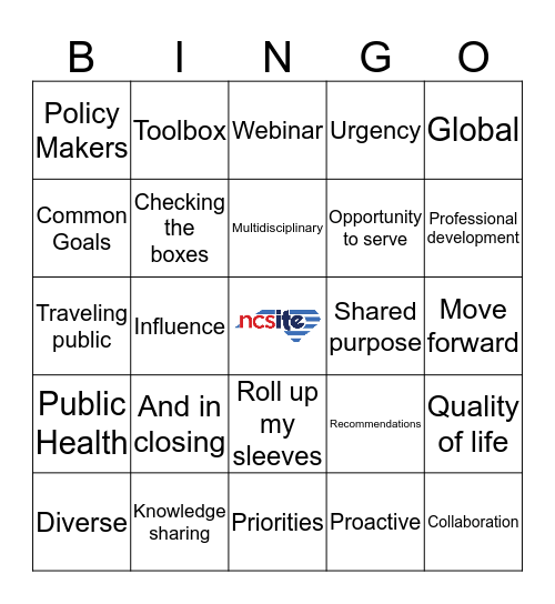 SDITE 2018 Annual Meeting Banquet Bingo 3 Bingo Card