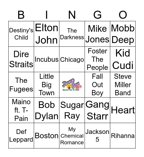 Jimmy Geez Music Bingo Card