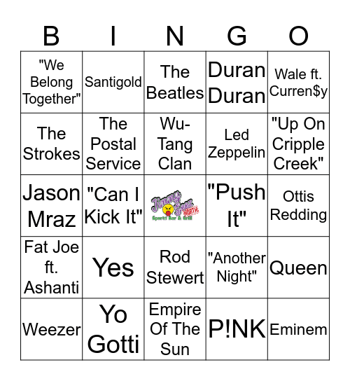 Jimmy Geez Music Bingo Card