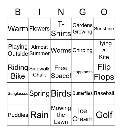 Spring Bingo Card