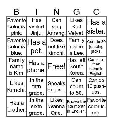 Who are you? Bingo Card