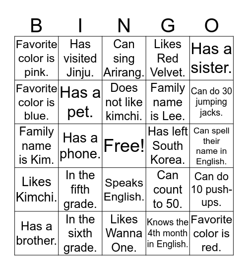 Who are you? Bingo Card