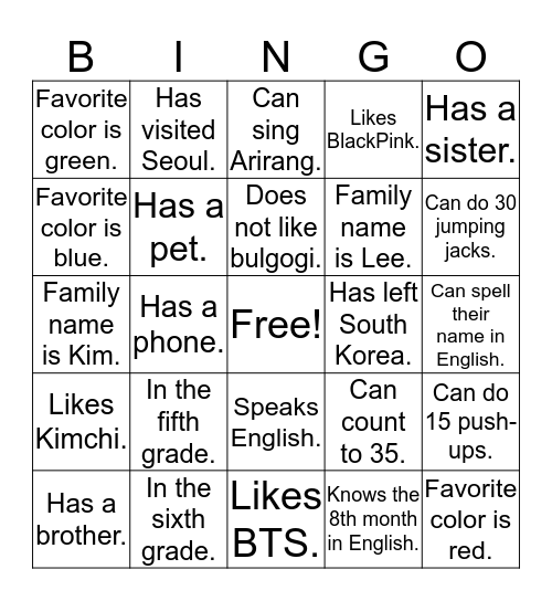 Who are you? Bingo Card