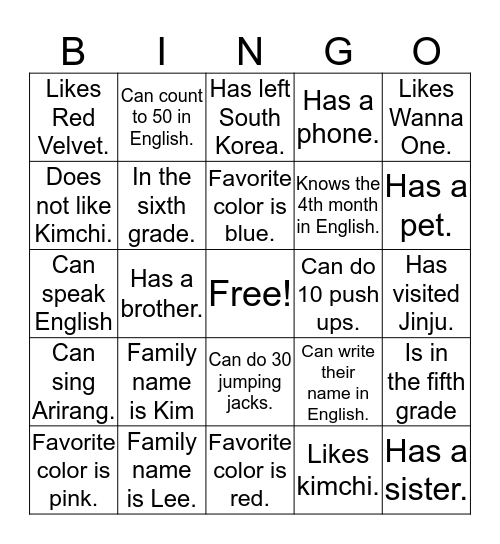 Who are you? Bingo Card