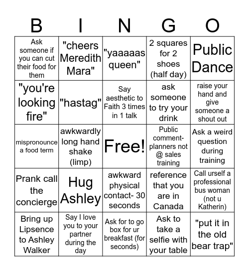 Sales Training Bingo Card