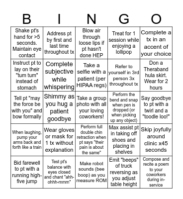 SHAILA'S LAST DAY  Bingo Card