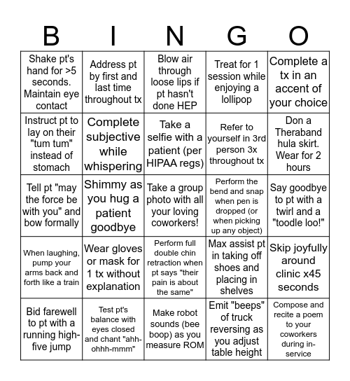 SHAILA'S LAST DAY  Bingo Card