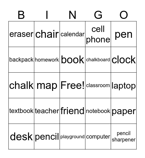 The Classroom Bingo Card